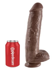 King Cock 11 Inch Cock With Balls  Brown