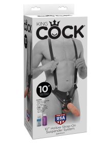 King Cock 10 Inch Hollow Strap on Suspender System