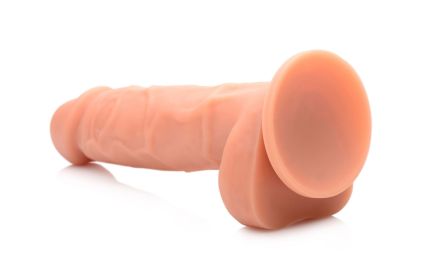 Power Pecker 7 Inch Silicone Dildo with Balls  Flesh