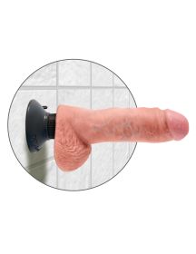 King Cock 8 Inch Vibrating Cock With Balls  Flesh