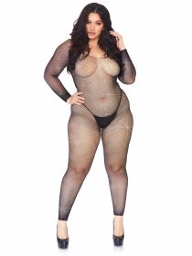 Crystalized Seamless Fishnet Long Sleeved Bodystocking