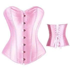 Bustier Lace up Boned Top Corset Waist Shaper (Option: S-Pink)