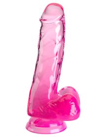 King Cock Clear 6 Inch With Balls (Option: Pink)
