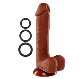 Pro Sensual Premium Silicone 8 Inch Dong With 3 Cockrings (Option: Brown)