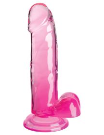 King Cock Clear 7 Inch With Balls (Option: Pink)