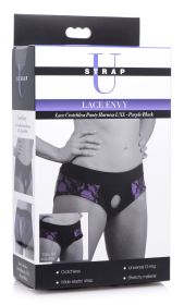 Lace Envy Crotchless Panty Harness (Option: S/ M Black and Purple)
