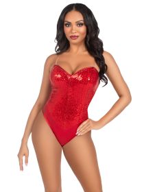Sequin Bodysuit (Option: Small, Color/Size: Red)