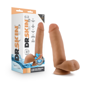 Dr. Skin Glide (Option: 7 Inch Self Lubricating Dildo With Balls  Mocha)