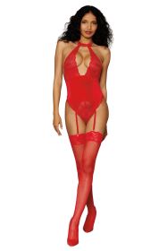 Garter Teddy  One Size (Option: Lipstick Red)