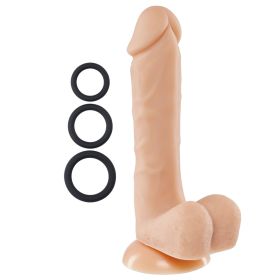 Pro Sensual Premium Silicone 8 Inch Dong With 3 Cockrings (Option: Flesh)