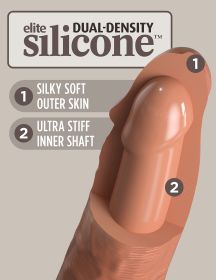 King Cock Elite 6 Inch Vibrating Silicone Dual Silicone Dual Density Cock (Option: Tan)