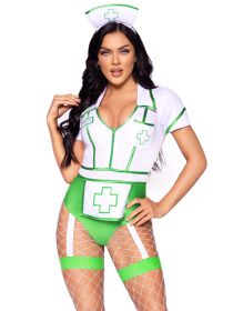 Nurse Feelgood Sexy Costume (Option: Small, Color/Size: White/green)