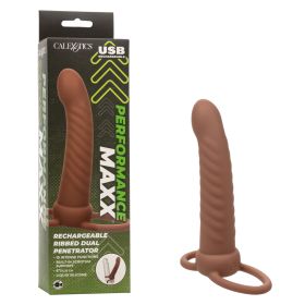Performance Maxx Rechargeable Ribbed Dual Penetrator (Option: Brown)